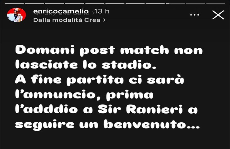 La storia Instagram di Enrico Camelio