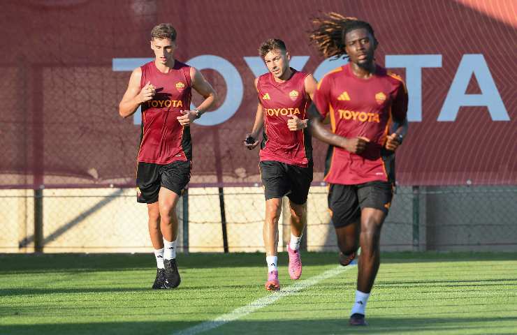 Giallorossi in allenamento a Trigoria