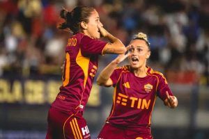 AS Roma Femminile esulta a Madrid