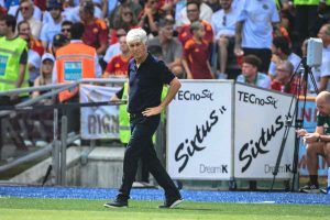 gasperini durante la partita formazioni ufficiali roma parma
