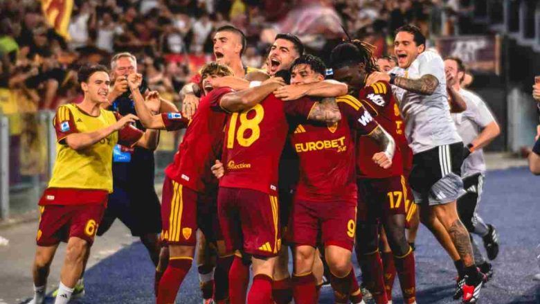 Esultanza Roma-Atalanta (foto asroma.com)